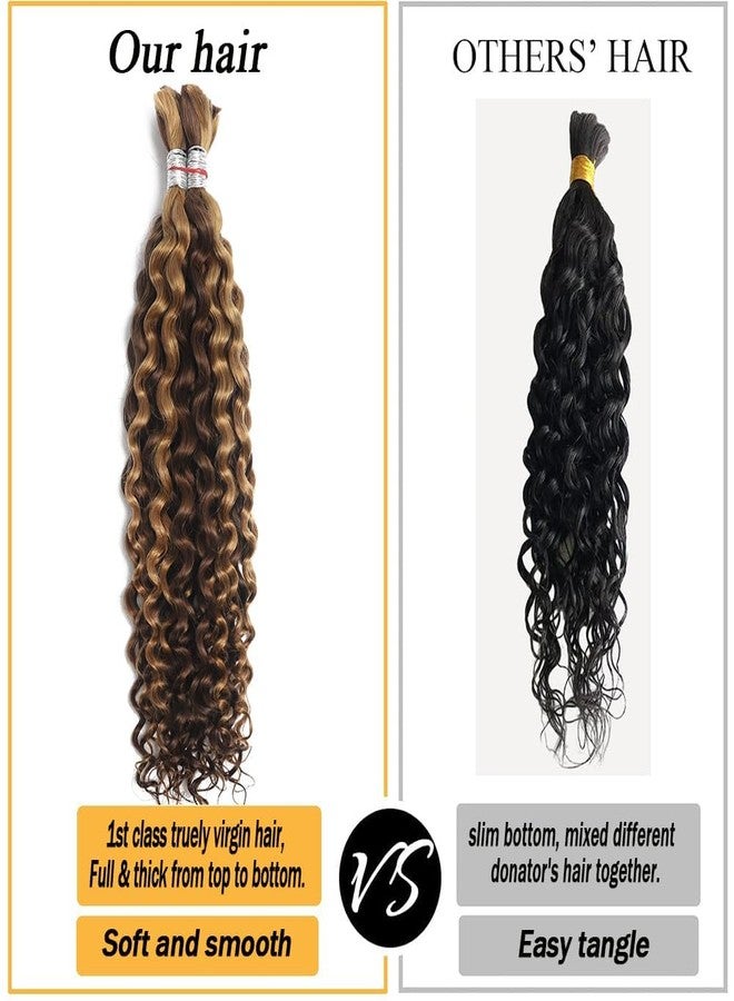 Miss Lee Human Braiding Hair for Boho Knotless Braids Bulk Curly Bundles Human Hair for Micro Braiding Wet and Wavy Water Wave No Weft Human Hair Extension for Box Boho Braids with 4/27# 18inch - Image 5